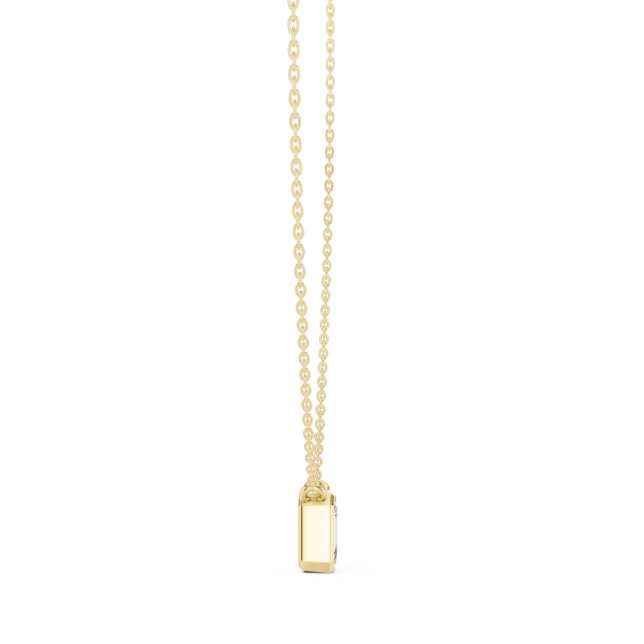 Gold 2Ct Bezel Setting Solitaire Emerald Lab Grown Diamond Fifi Pendant