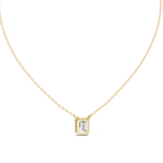 Gold 2Ct Bezel Setting Solitaire Emerald Lab Grown Diamond Fifi Pendant