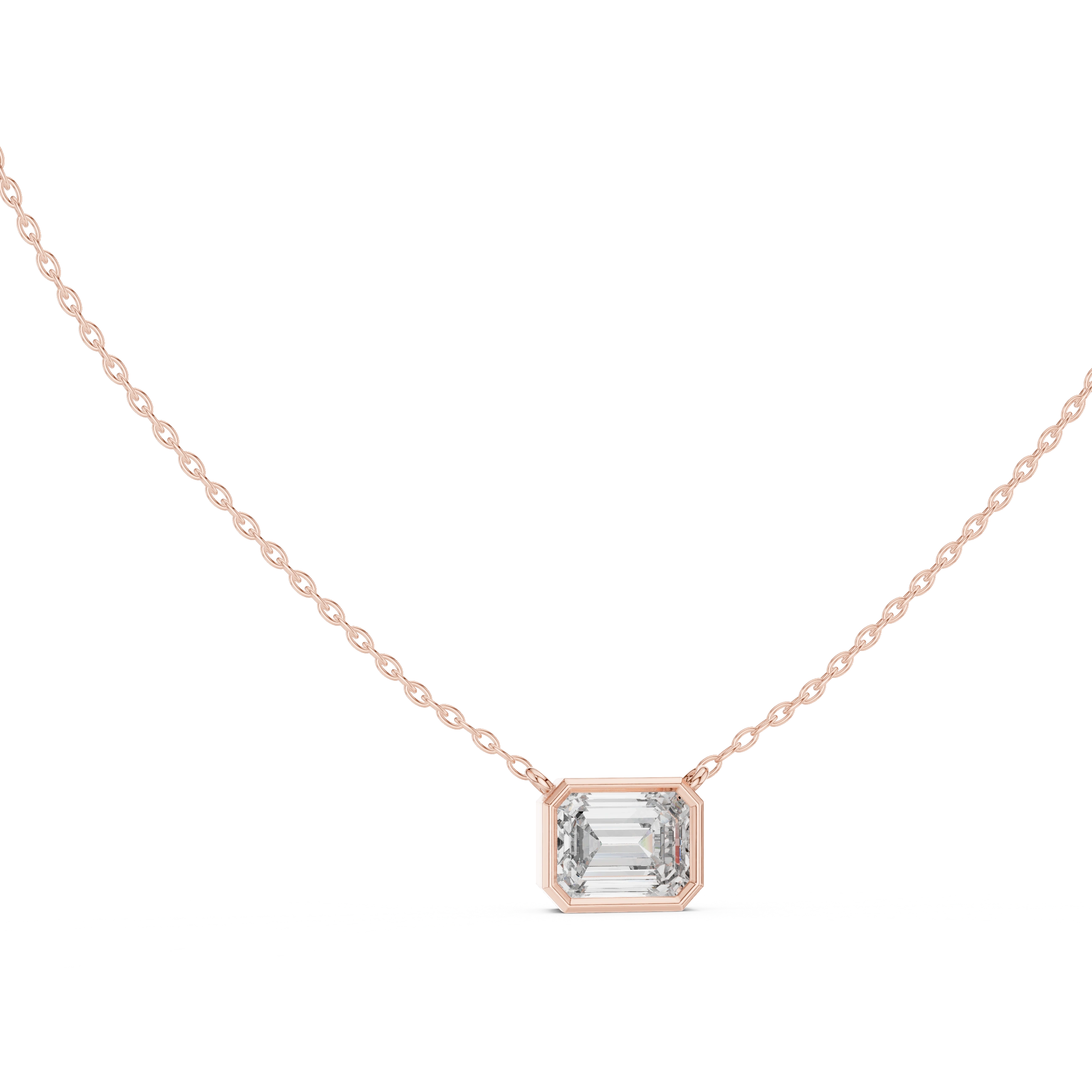 Gold 2 5Ct Bezel Solitaire Emerald Lab Grown Diamond Bailey Pendant