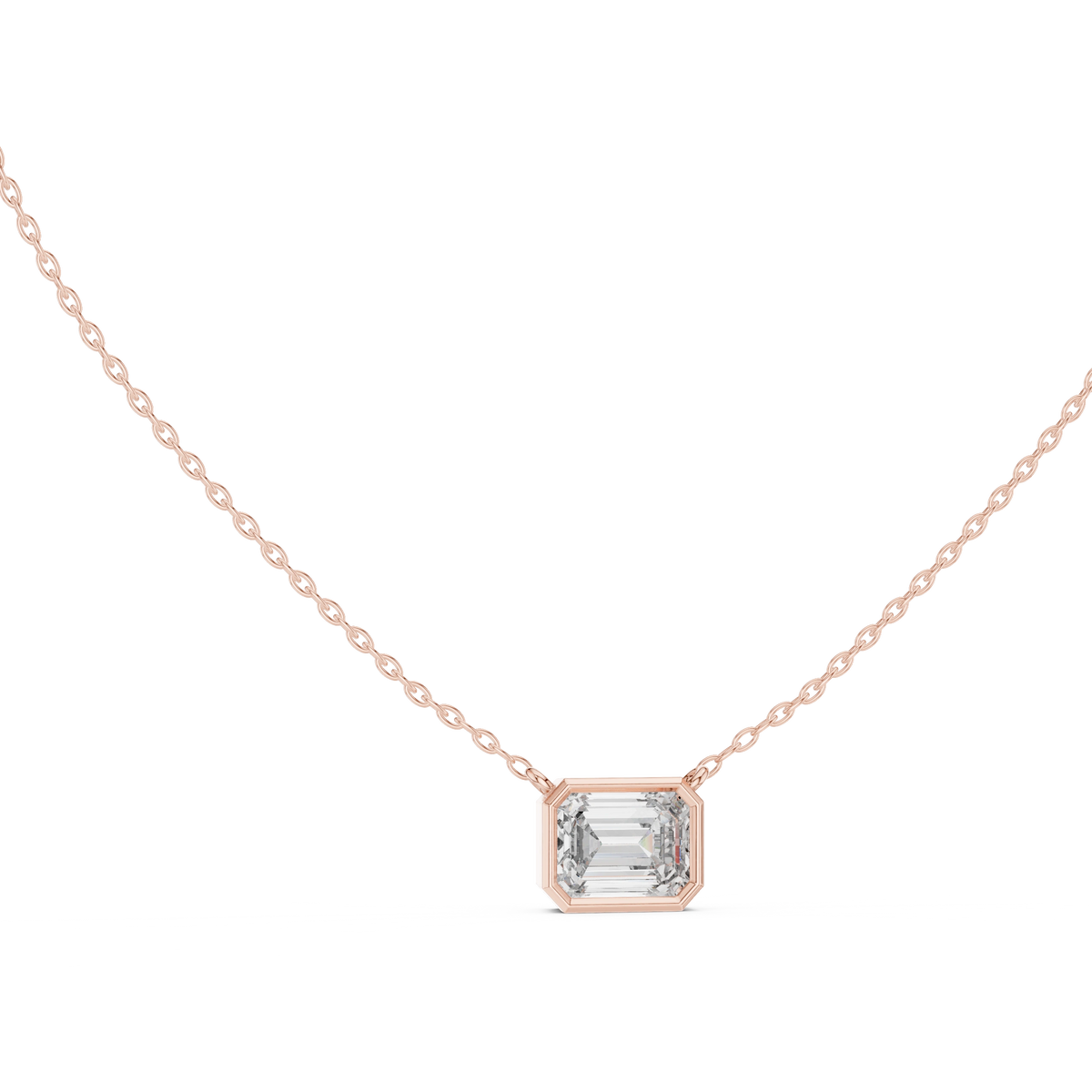 Gold 2 5Ct Bezel Solitaire Emerald Lab Grown Diamond Bailey Pendant