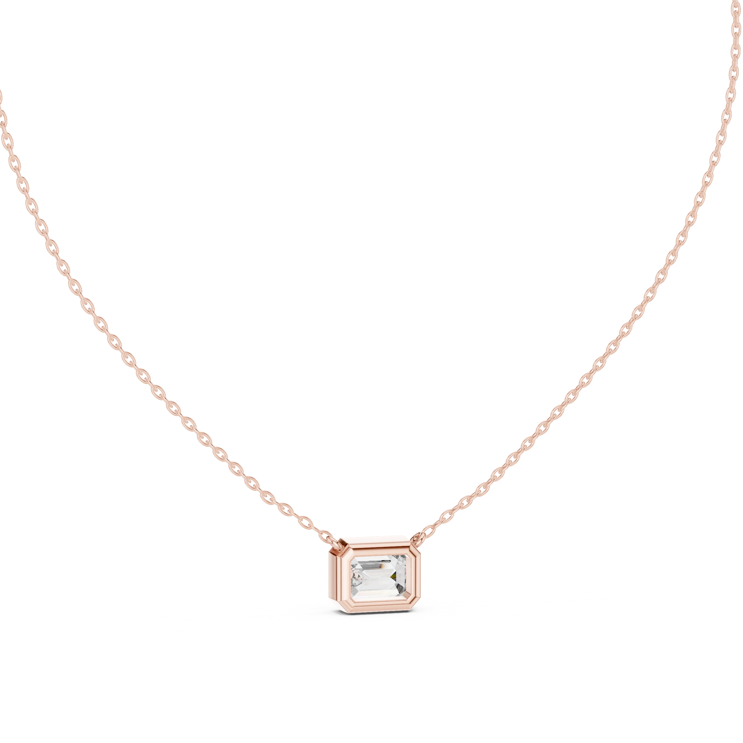 Gold 2 5Ct Bezel Solitaire Emerald Lab Grown Diamond Bailey Pendant