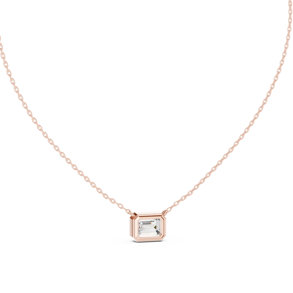 Gold 2 5Ct Bezel Solitaire Emerald Lab Grown Diamond Bailey Pendant