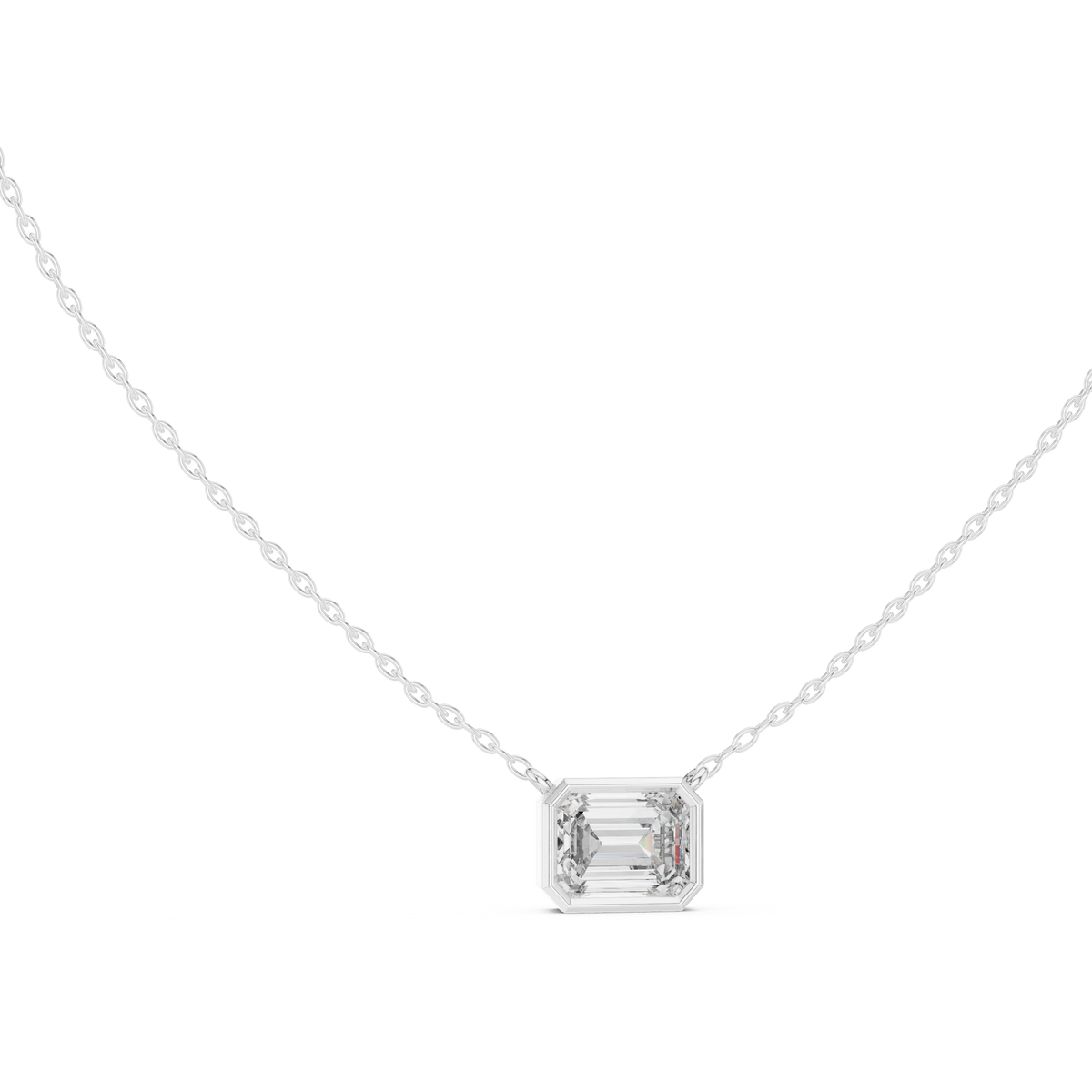 Gold 2 5Ct Bezel Solitaire Emerald Lab Grown Diamond Bailey Pendant