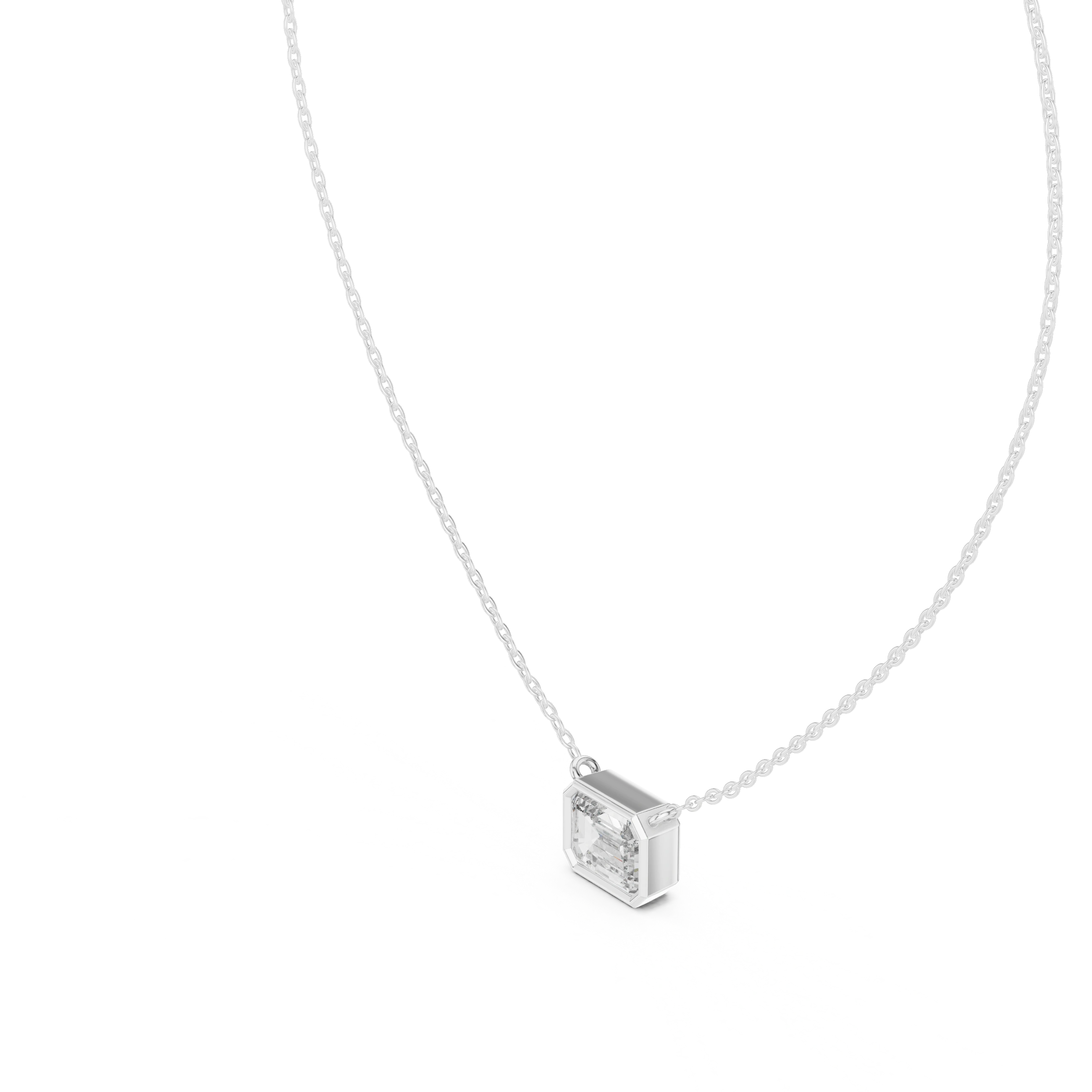 Gold 2 5Ct Bezel Solitaire Emerald Lab Grown Diamond Bailey Pendant