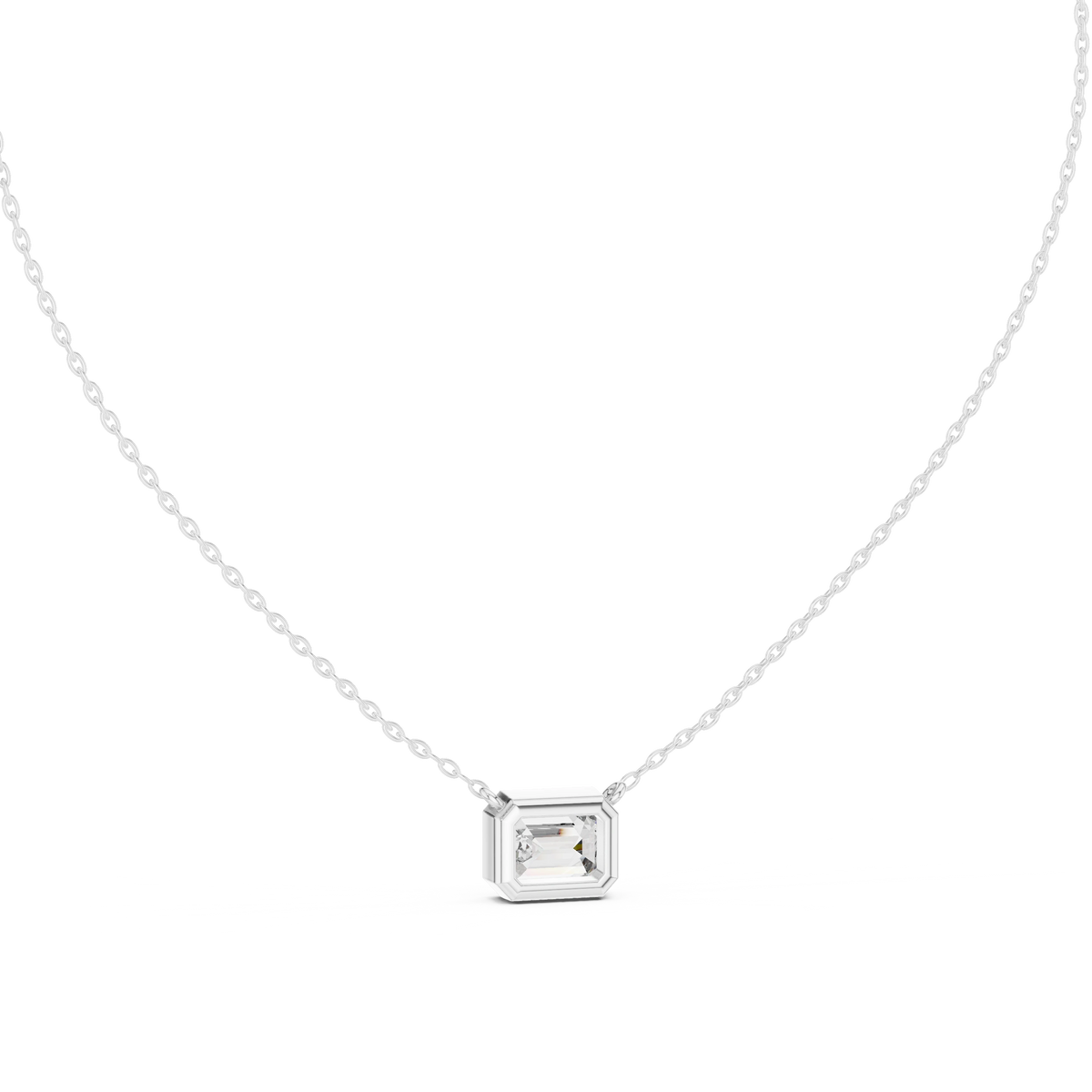 Gold 2 5Ct Bezel Solitaire Emerald Lab Grown Diamond Bailey Pendant