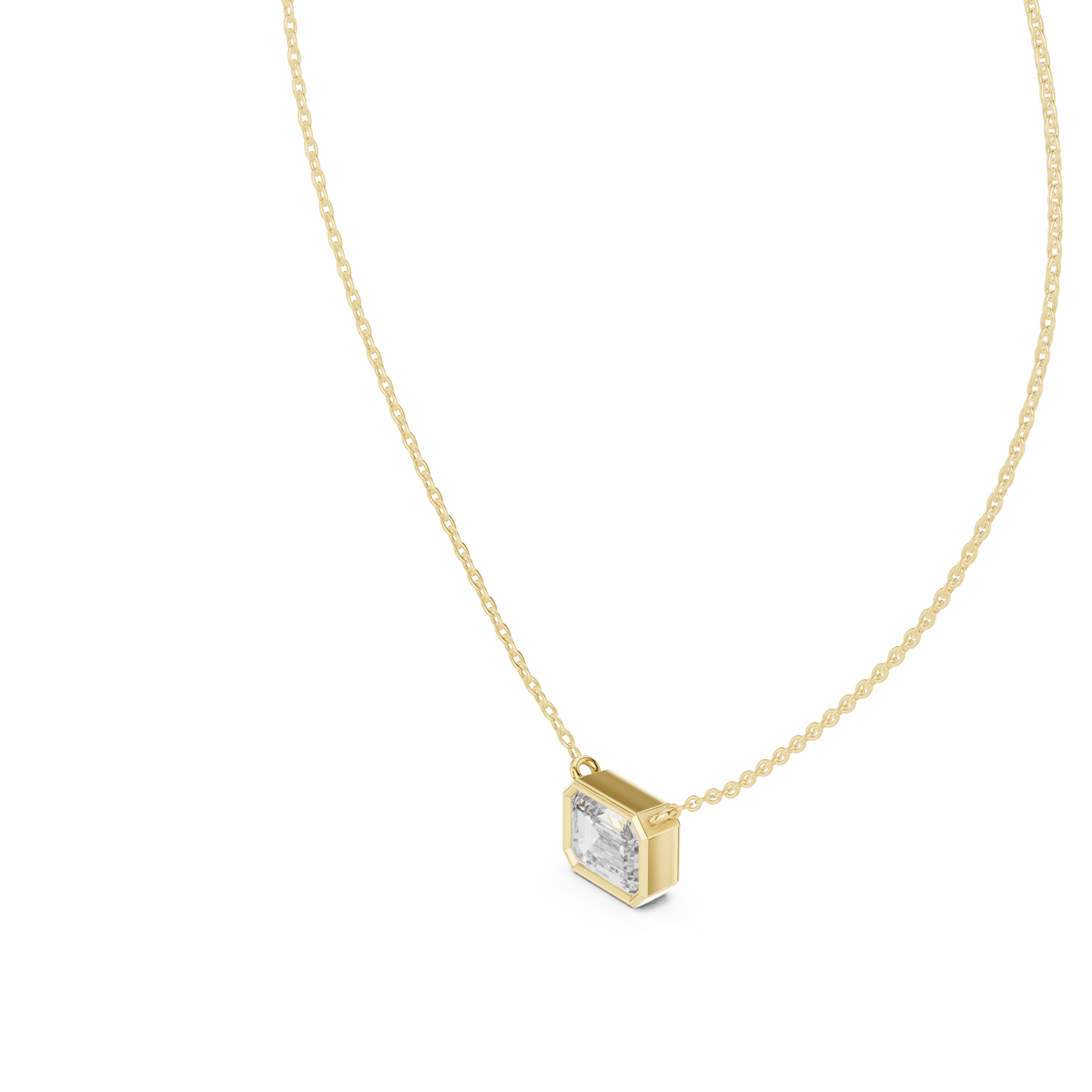 Gold 2 5Ct Bezel Solitaire Emerald Lab Grown Diamond Bailey Pendant