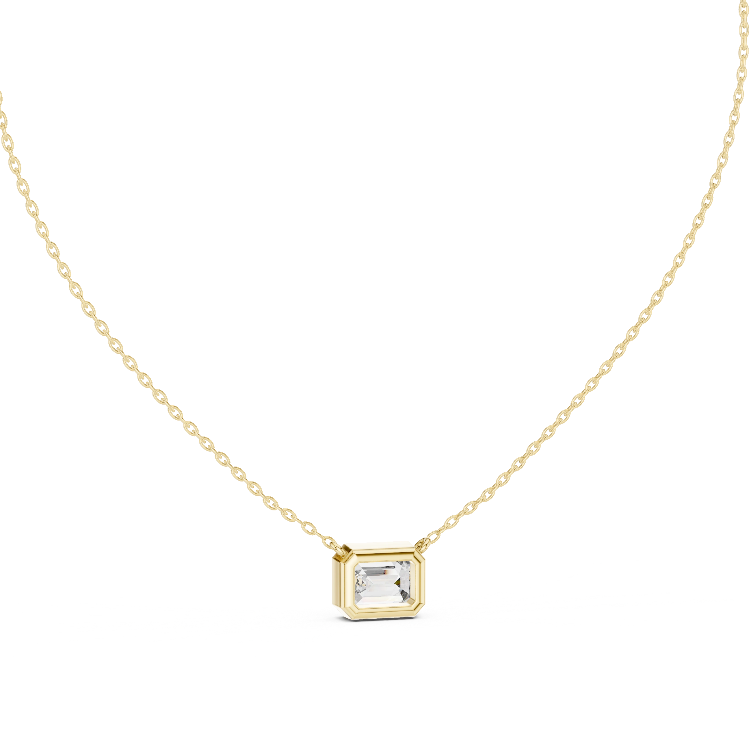 Gold 2 5Ct Bezel Solitaire Emerald Lab Grown Diamond Bailey Pendant