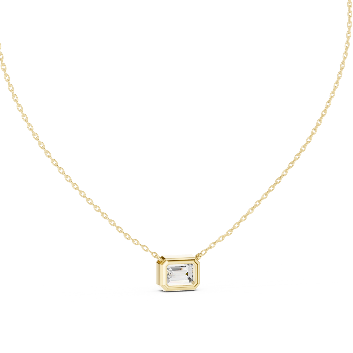 Gold 2 5Ct Bezel Solitaire Emerald Lab Grown Diamond Bailey Pendant