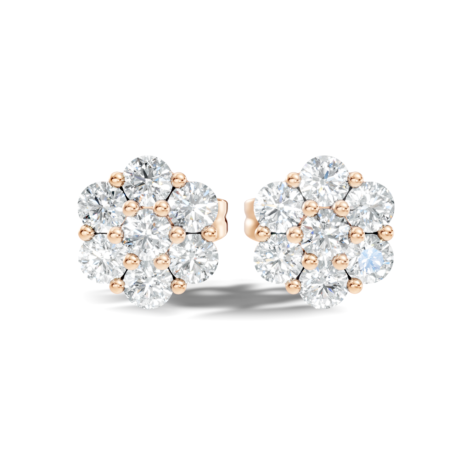Gold Floral Cluster Design Round Lab Grown Diamond Gavyn Earring
