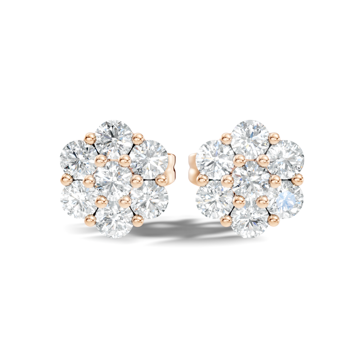 Gold Floral Cluster Design Round Lab Grown Diamond Gavyn Earring