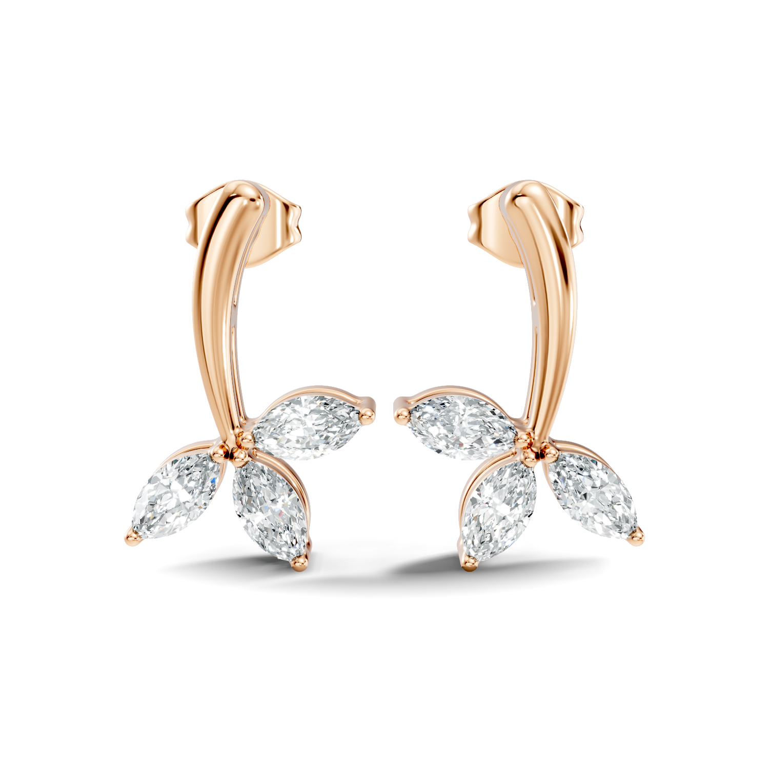 Gold Cluster Petal Marquise Lab Grown Diamond Rexia Earring