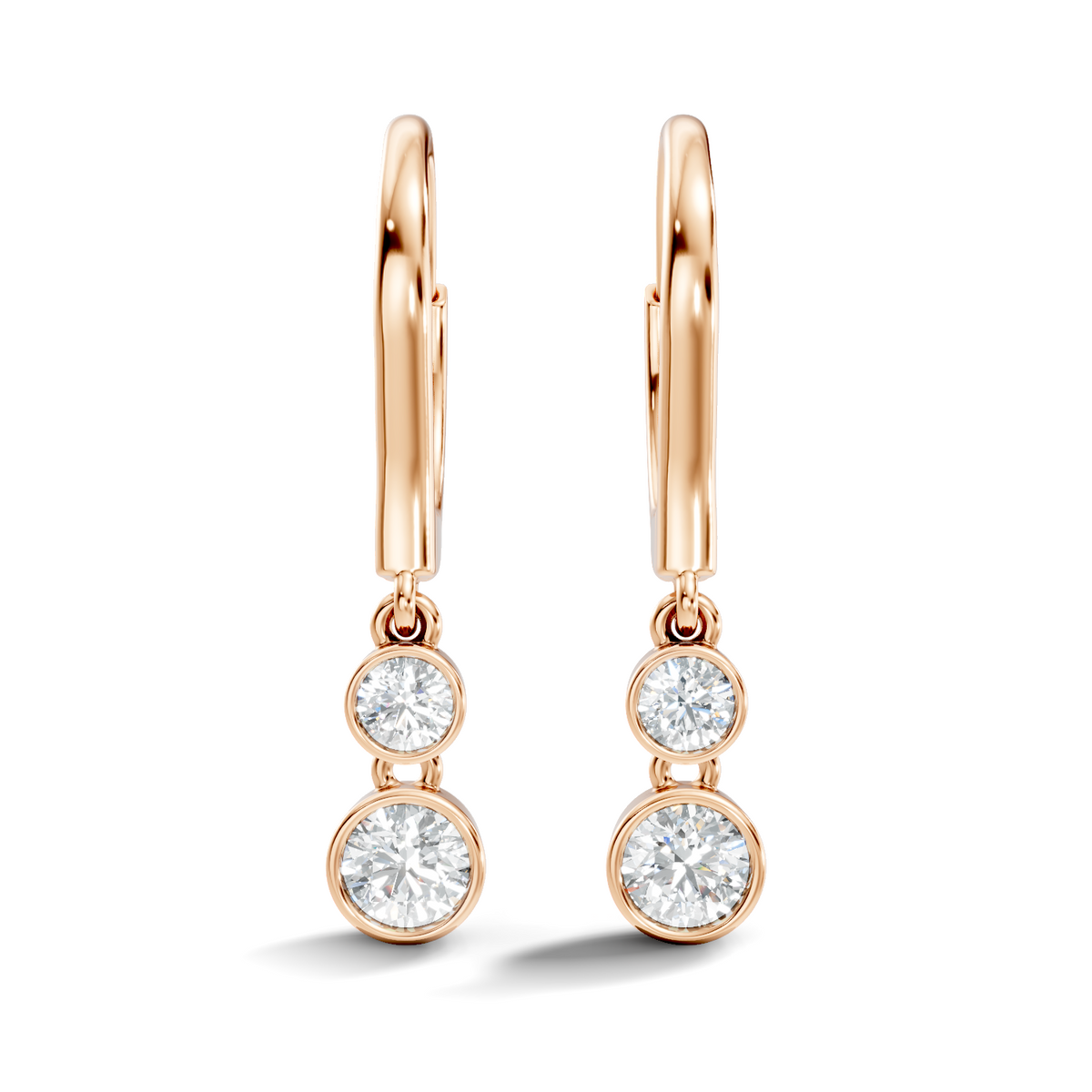 Gold 1Ct Bezel Drop Round Lab Grown Diamond Aira Earring