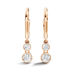 rose Gold earrings with bezel set round lab grown diamond drops