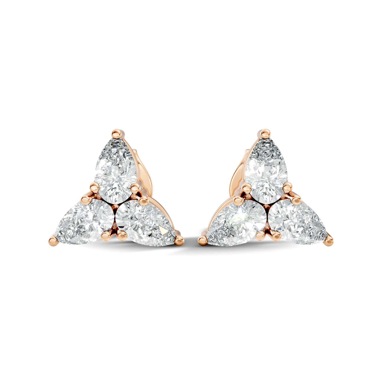 Gold 1Ct Trillion Cluster Design Pear Lab Grown Diamond Jazra Earring