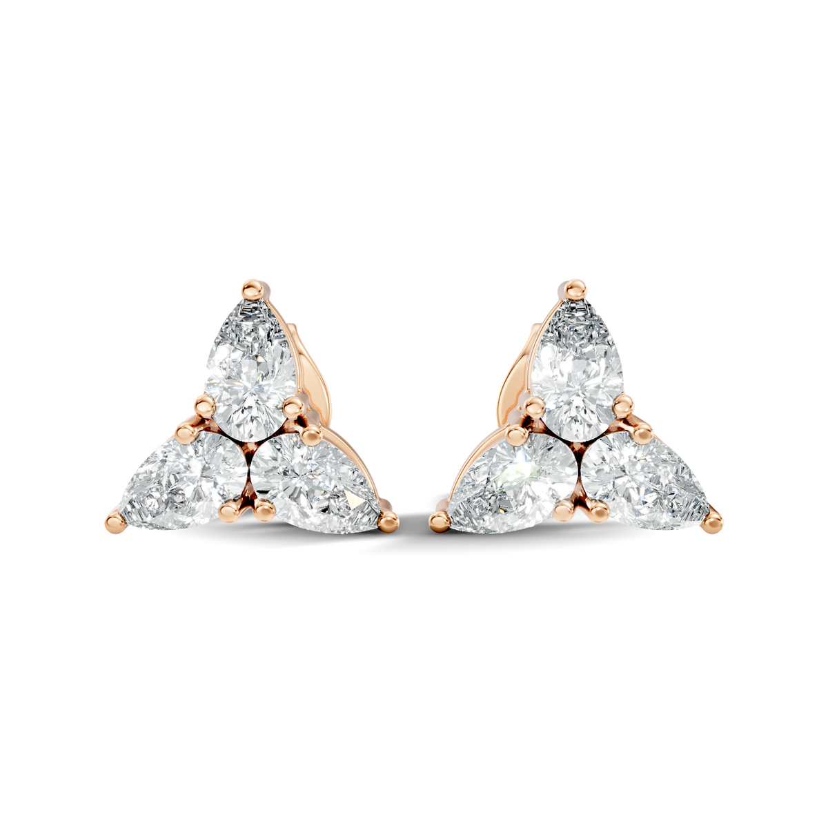 Gold 1Ct Trillion Cluster Design Pear Lab Grown Diamond Jazra Earring