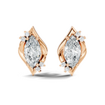 Gold 2Ct Swirl Petal Leaf Marquise Lab Grown Diamond Helix Earring