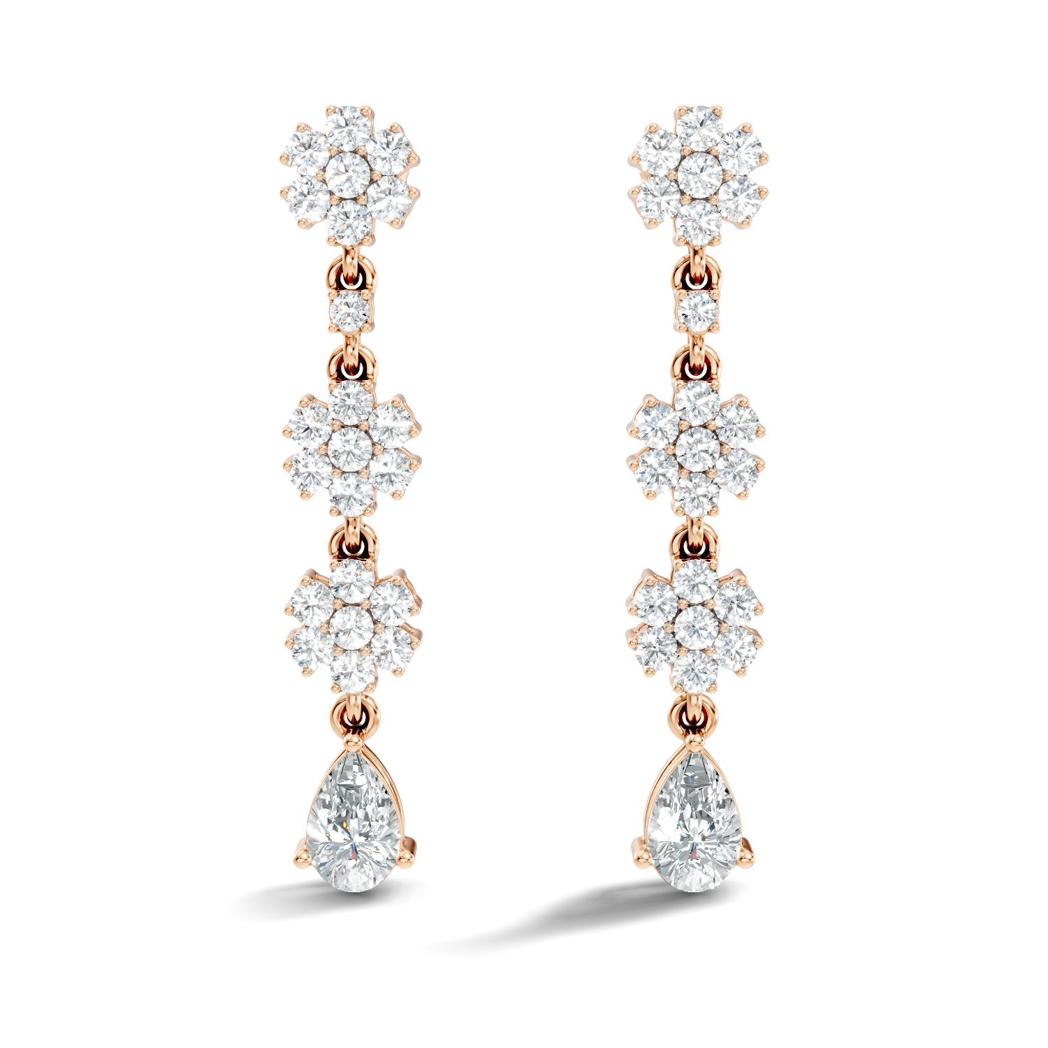 Gold 2Ct Cluster Floral Pear Lab Grown Diamond Dovyn Earring