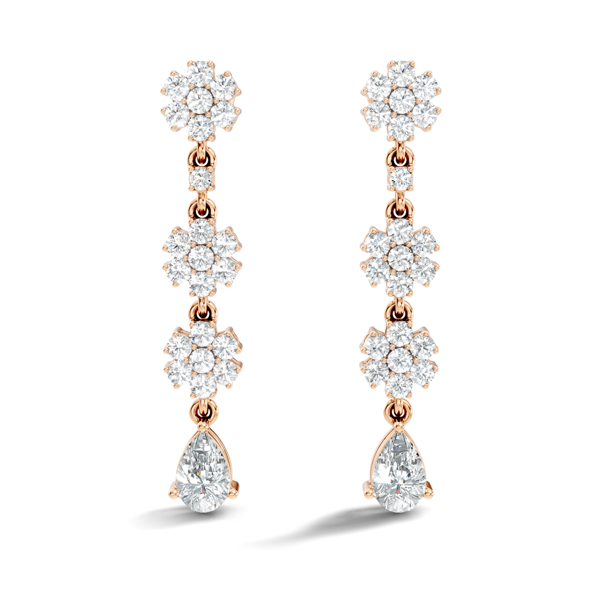 Gold 2Ct Cluster Floral Pear Lab Grown Diamond Dovyn Earring