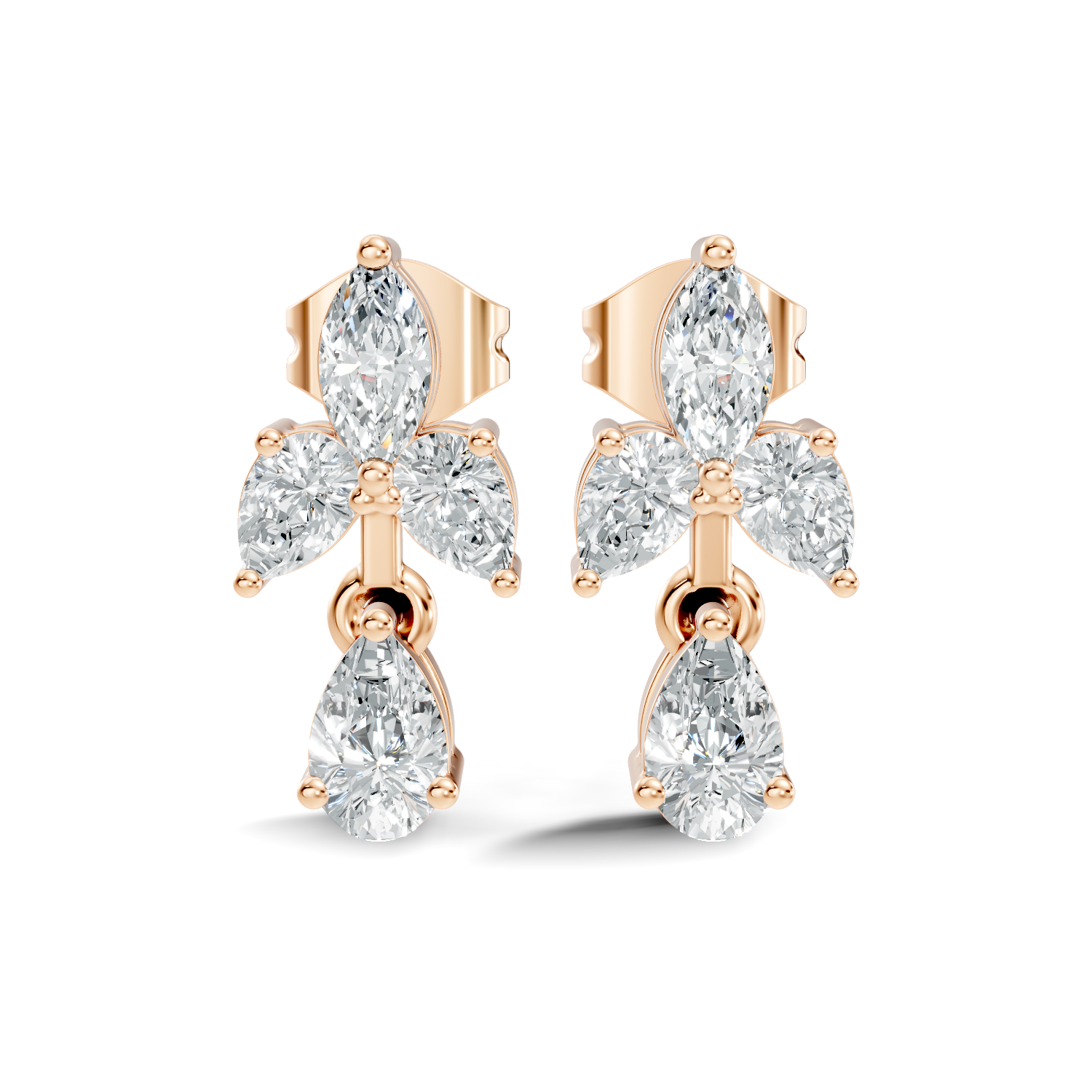 Gold Floral Drop Design Marquise Lab Grown Diamond Arvex Earring