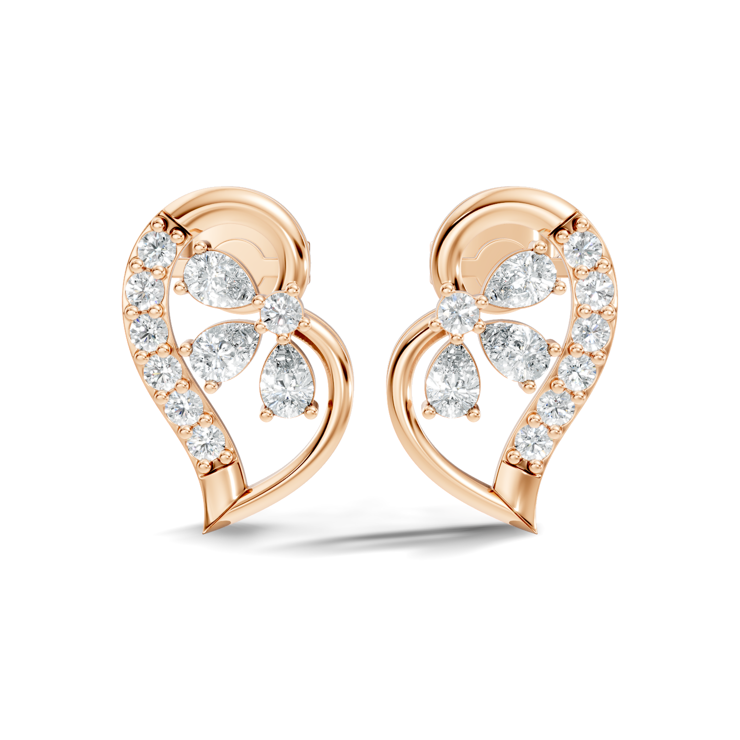 Gold Swirl Petal Pear Lab Grown Diamond Gorix Earring
