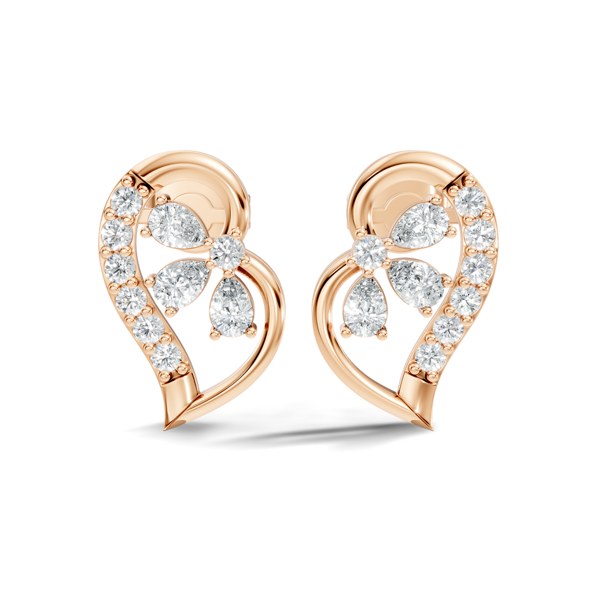 Gold Swirl Petal Pear Lab Grown Diamond Gorix Earring