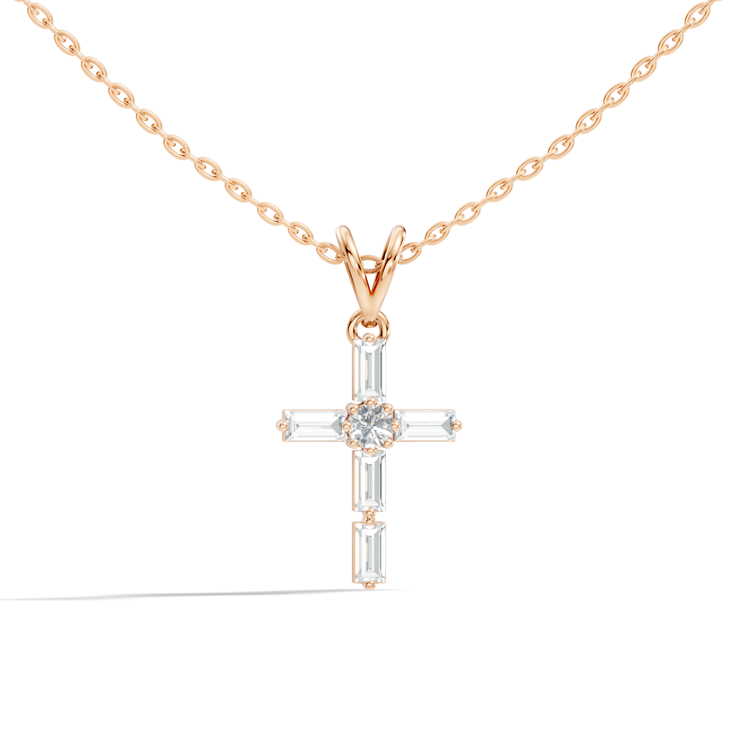 Gold Cluster Setting Baguette Lab Grown Diamond Aevinl Pendant