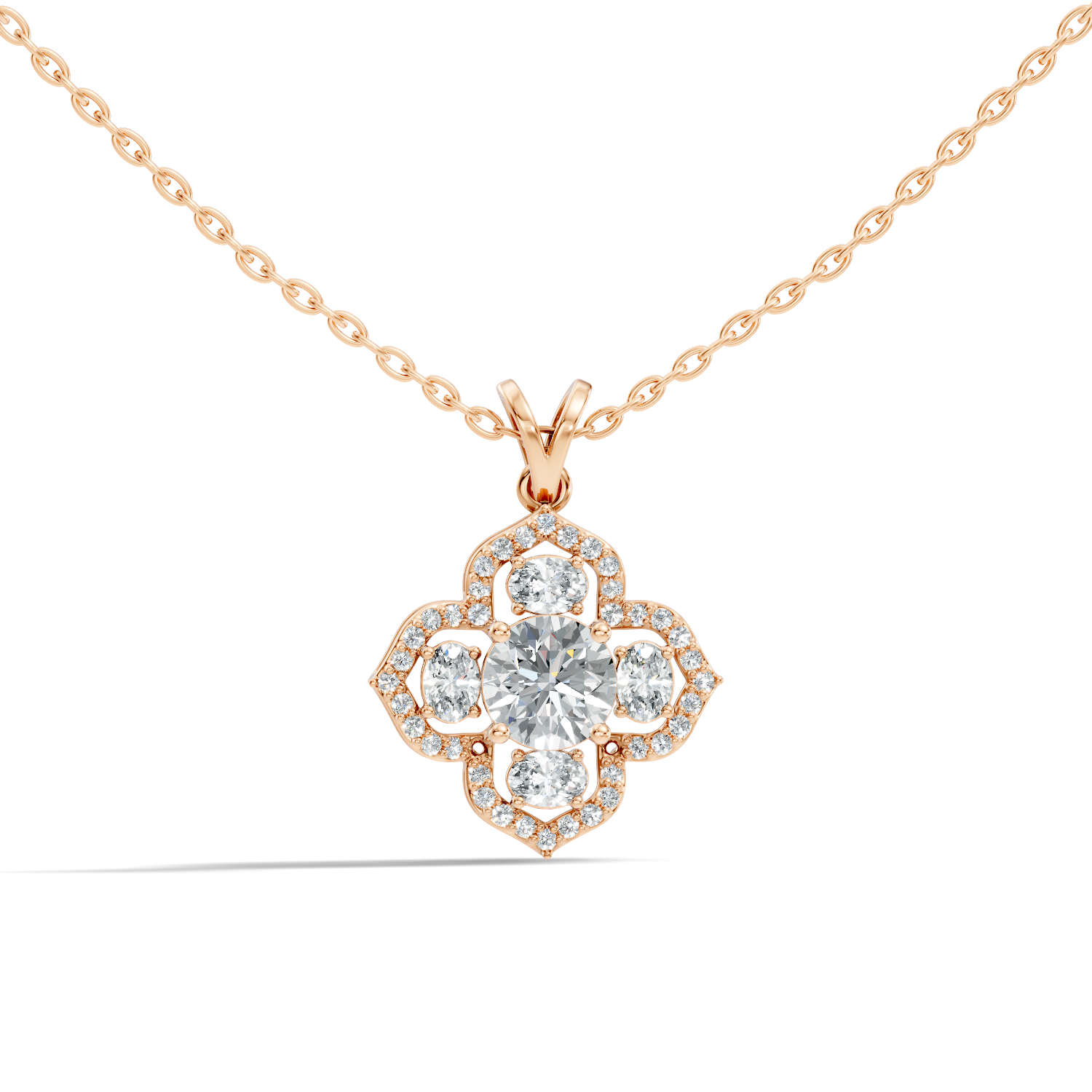 Gold 1Ct Halo Round Lab Grown Diamond Zirex Pendant