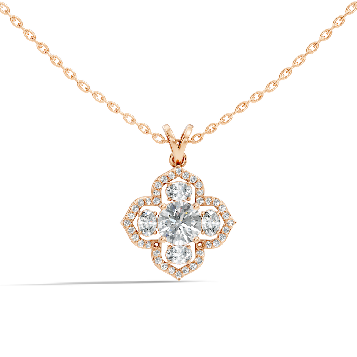 Gold 1Ct Halo Round Lab Grown Diamond Zirex Pendant