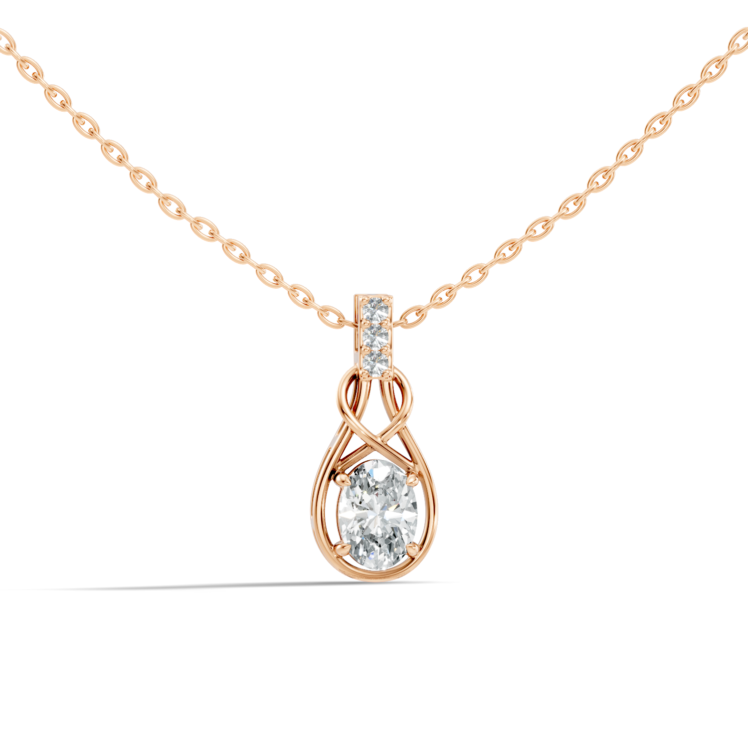 Gold Solitaire Drop Oval Lab Grown Diamond Noira Pendant