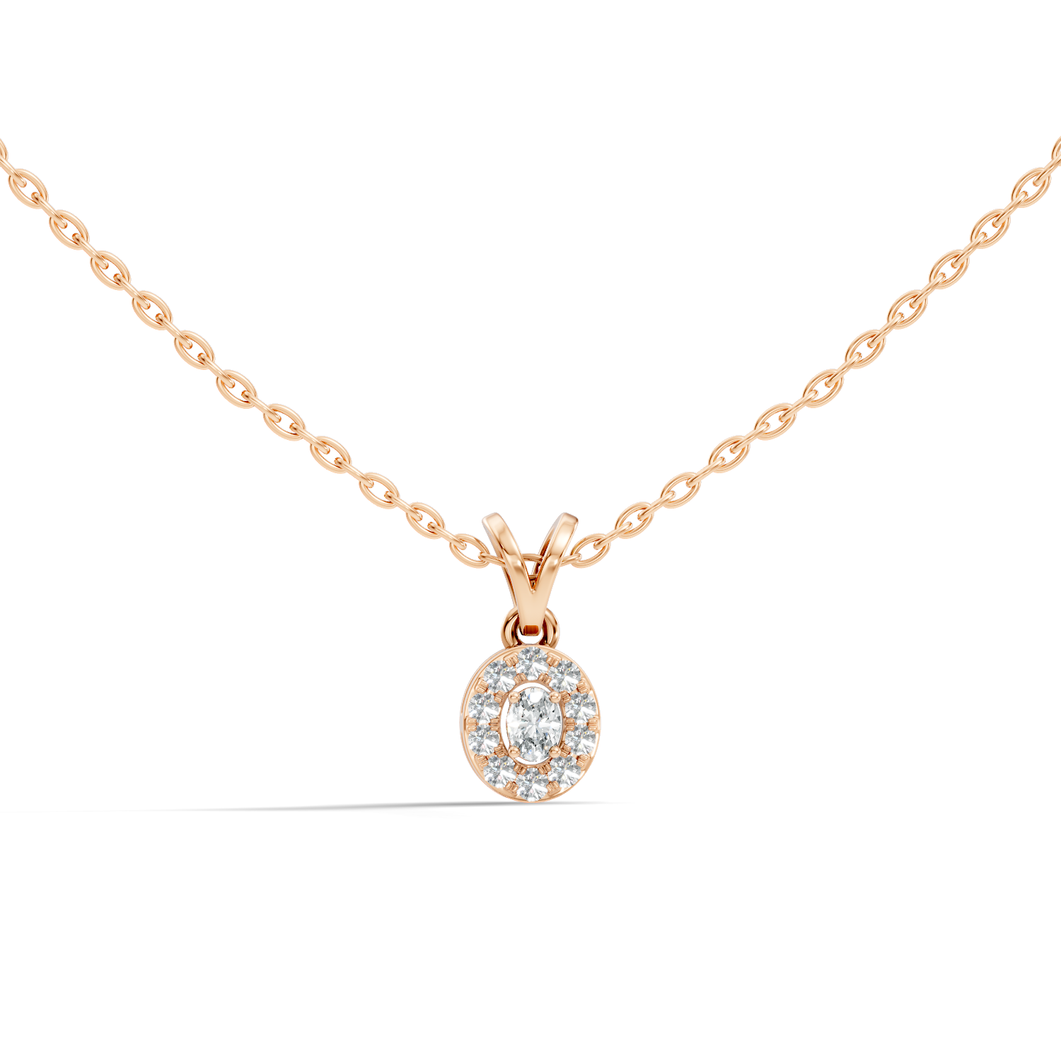 Gold Halo Oval Lab Grown Diamond Elura Pendant