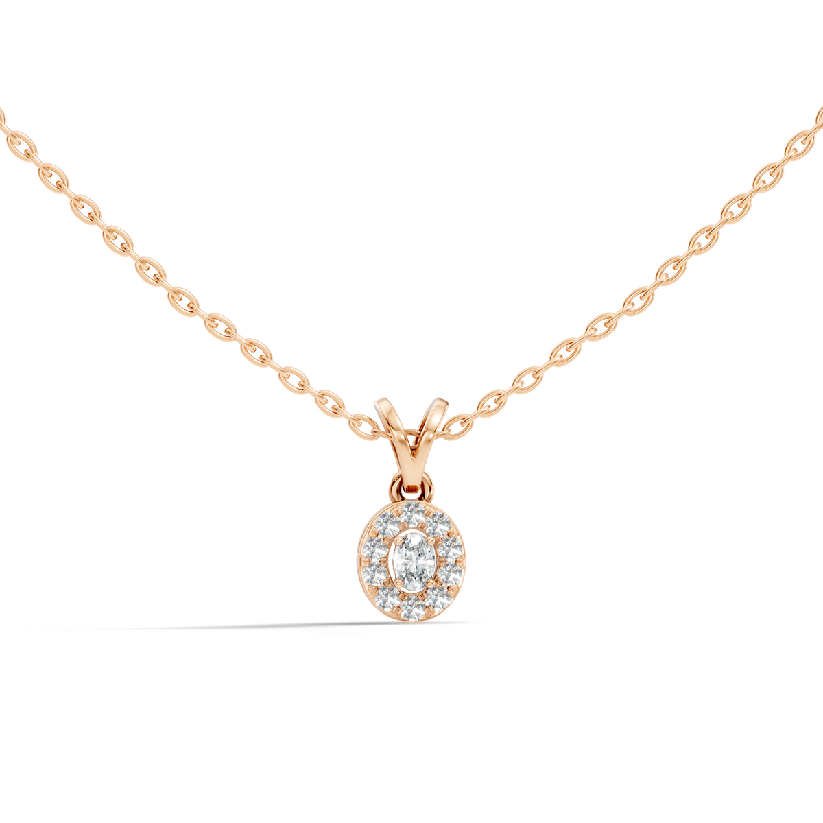 Gold Halo Oval Lab Grown Diamond Elura Pendant