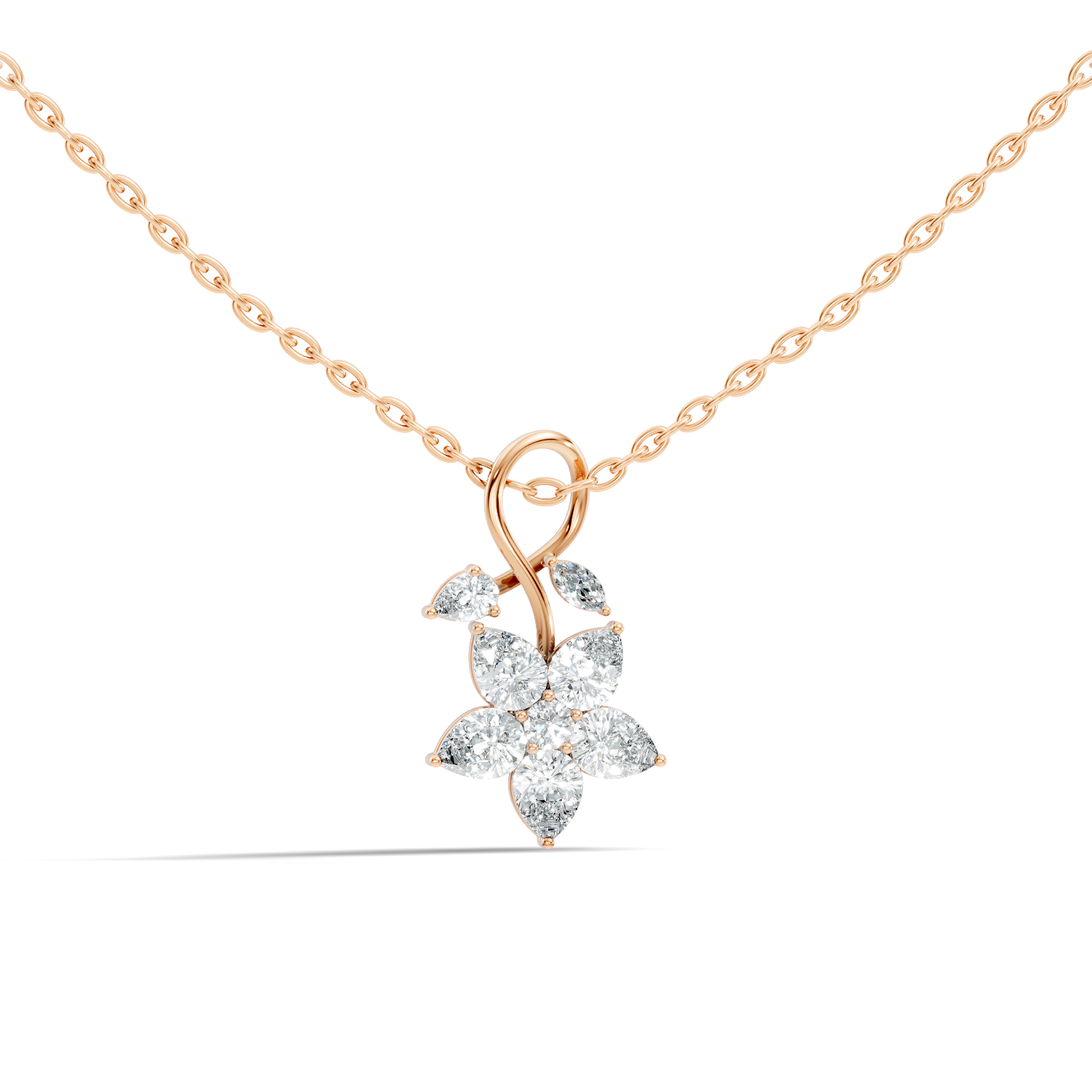 Gold Floral Drop Pear Lab Grown Diamond Isvya Pendant