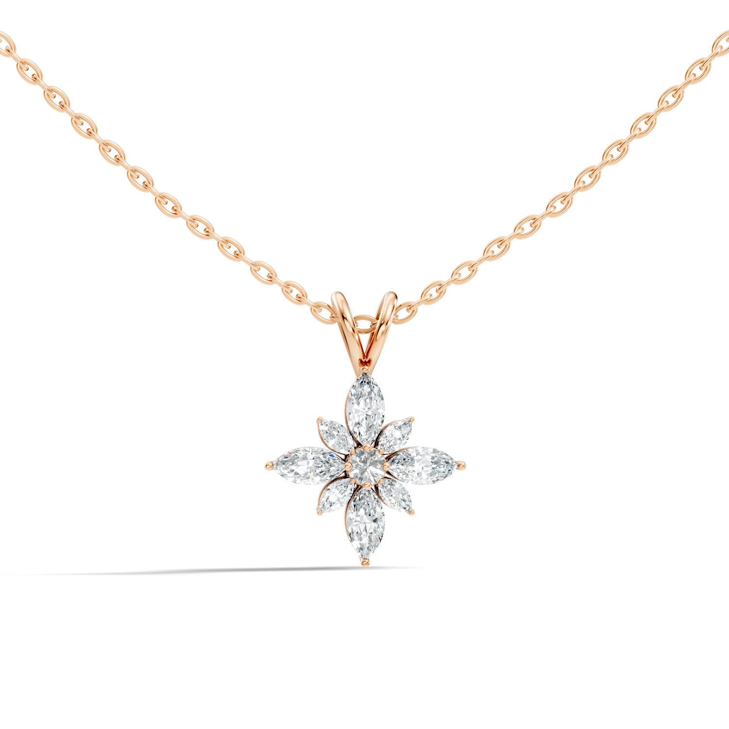 Gold Floral Marquise Lab Grown Diamond Sivra Pendant