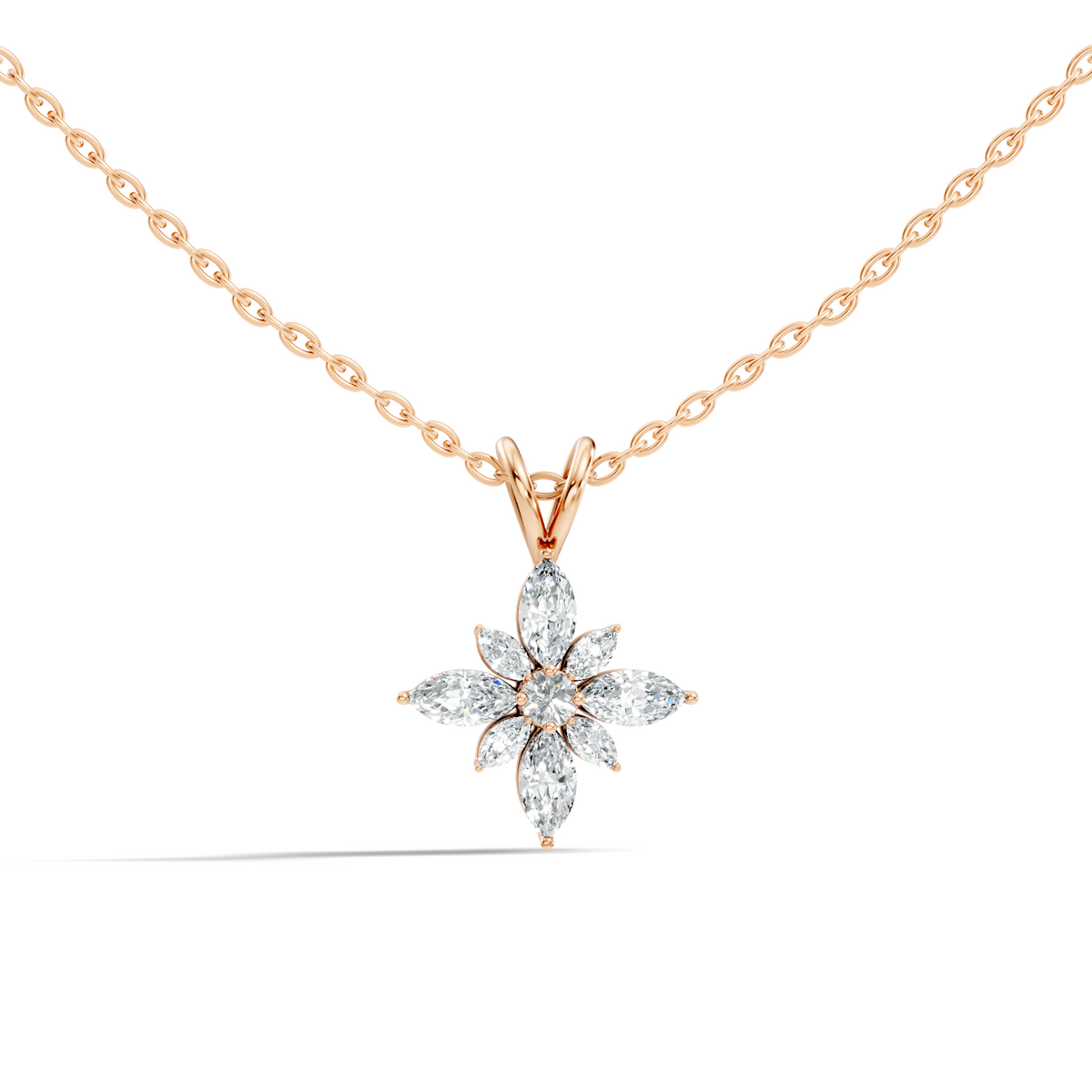 Gold Floral Marquise Lab Grown Diamond Sivra Pendant