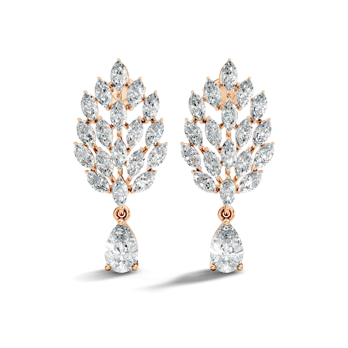 Gold 2Ct Marquise Petal Cluster Lab Grown Diamond Loryx Earring