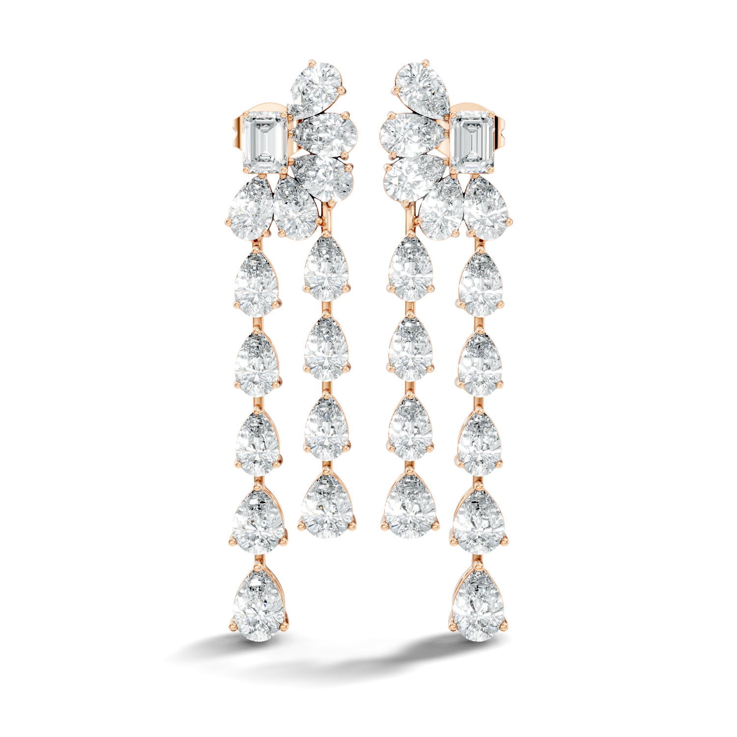 Gold 3Ct Emerald Swirl Cluster Lab Grown Diamond Zoryn Earring