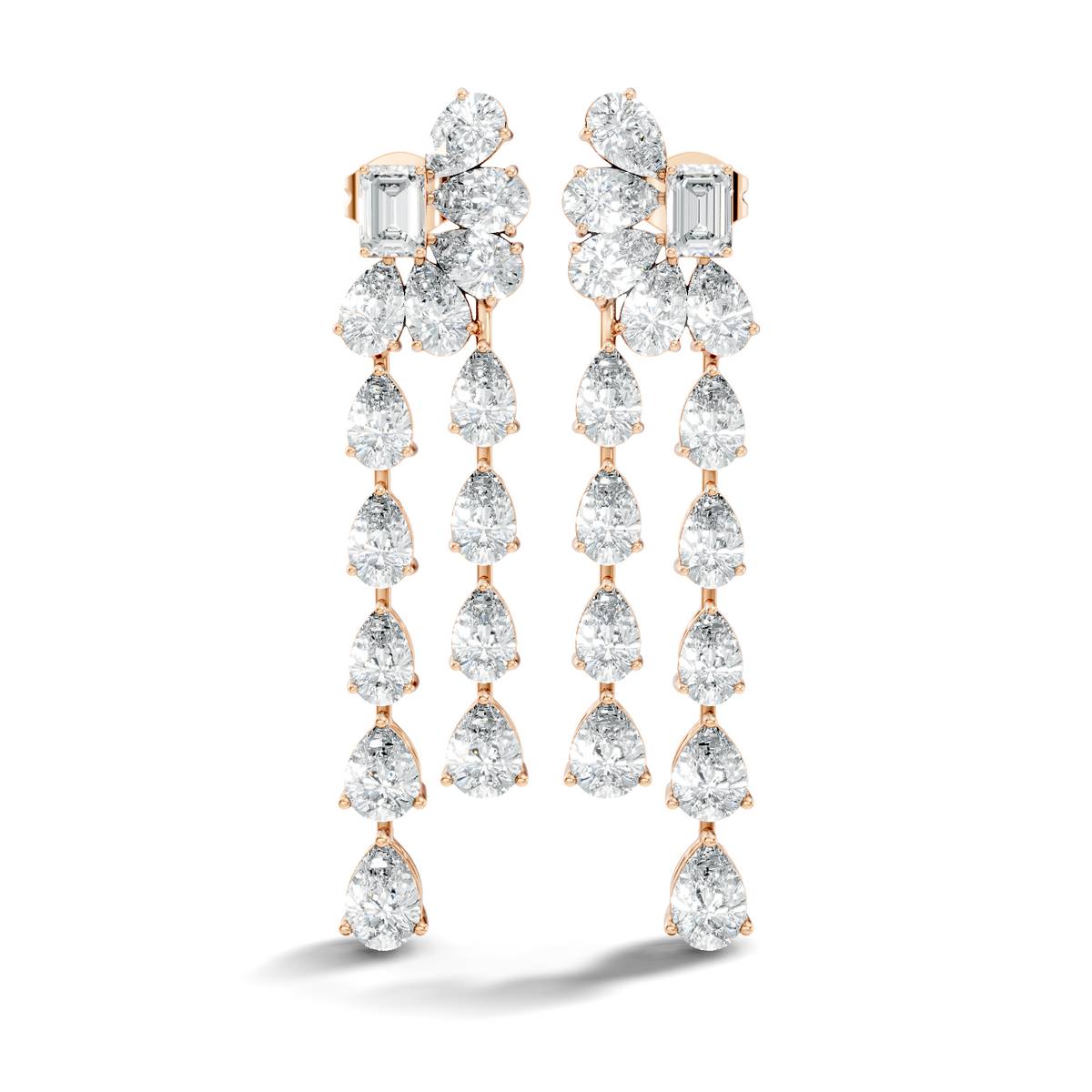 Gold 3Ct Emerald Swirl Cluster Lab Grown Diamond Zoryn Earring