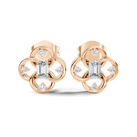 Gold Petal Swirl Emerald Lab Grown Diamond Flira Earring