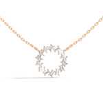 Gold Circle Halo Baguette Lab Grown Diamond Zaira Pendant