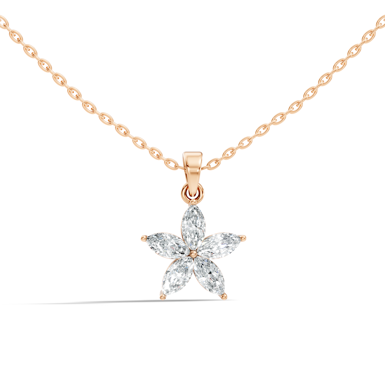 Gold Floral Marquise Lab Grown Diamond Zivon Pendant