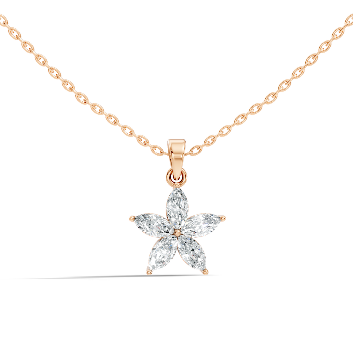 Gold Floral Marquise Lab Grown Diamond Zivon Pendant