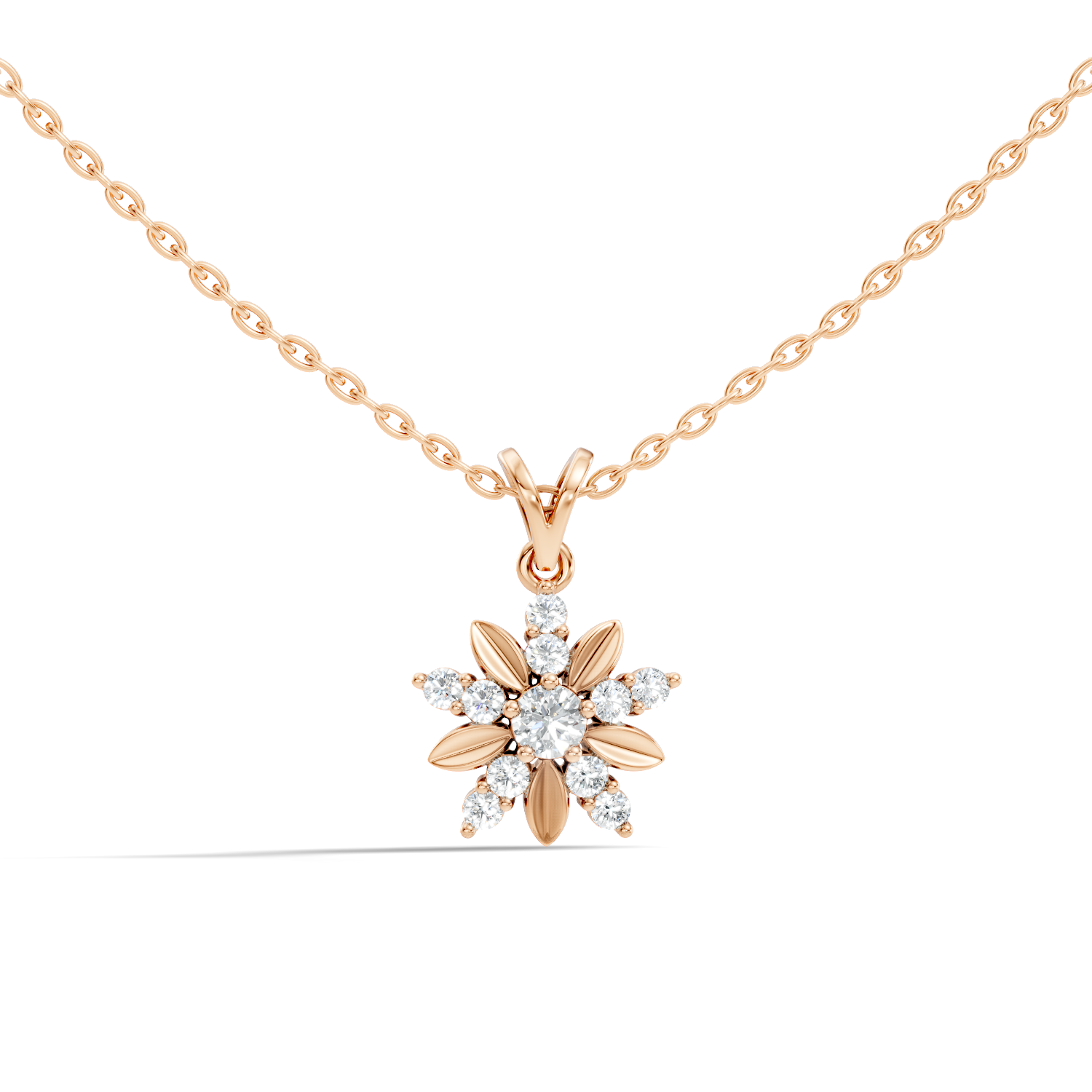 Gold Floral Cluster Round Lab Grown Diamond Orlix Pendant