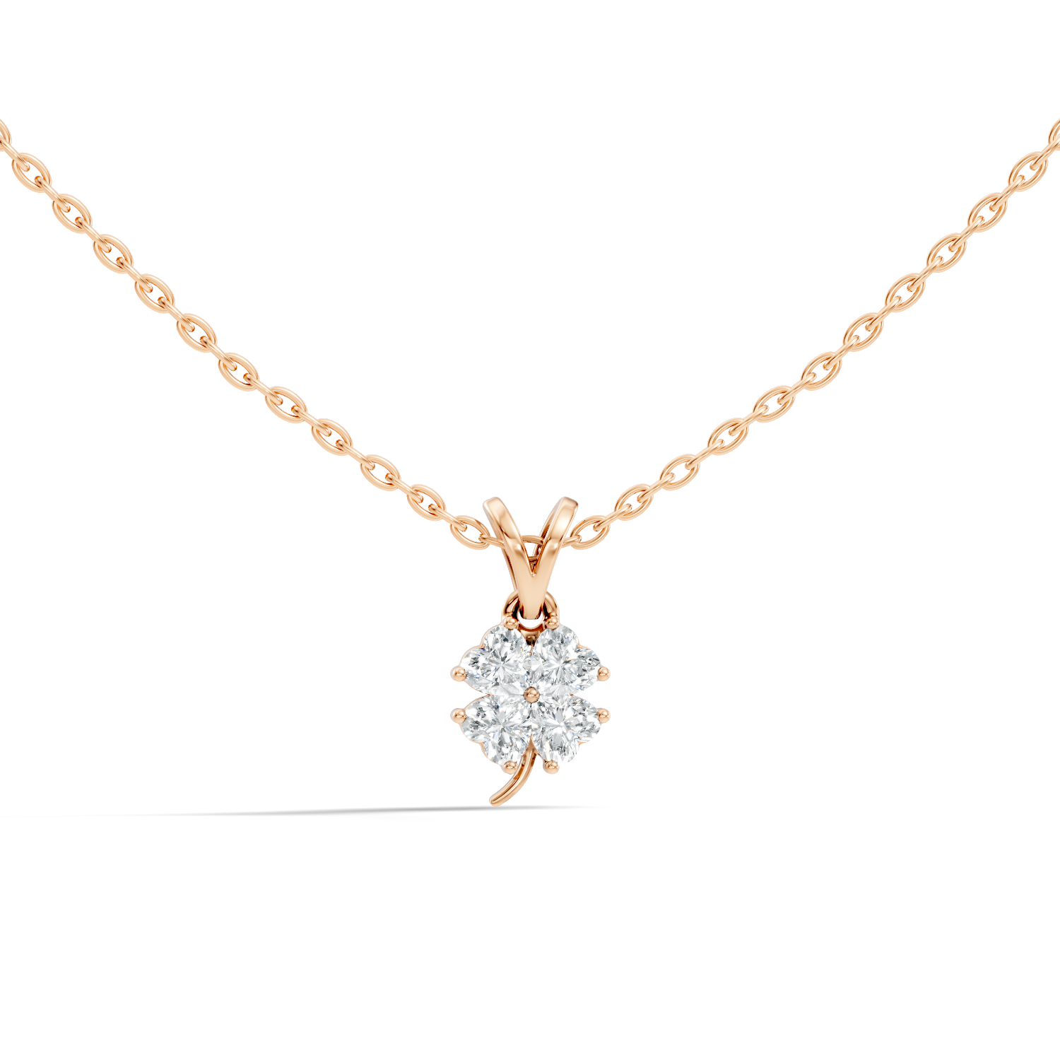 Gold Floral Cluster Prong Setting Heart Lab Grown Diamond Avena Pendant