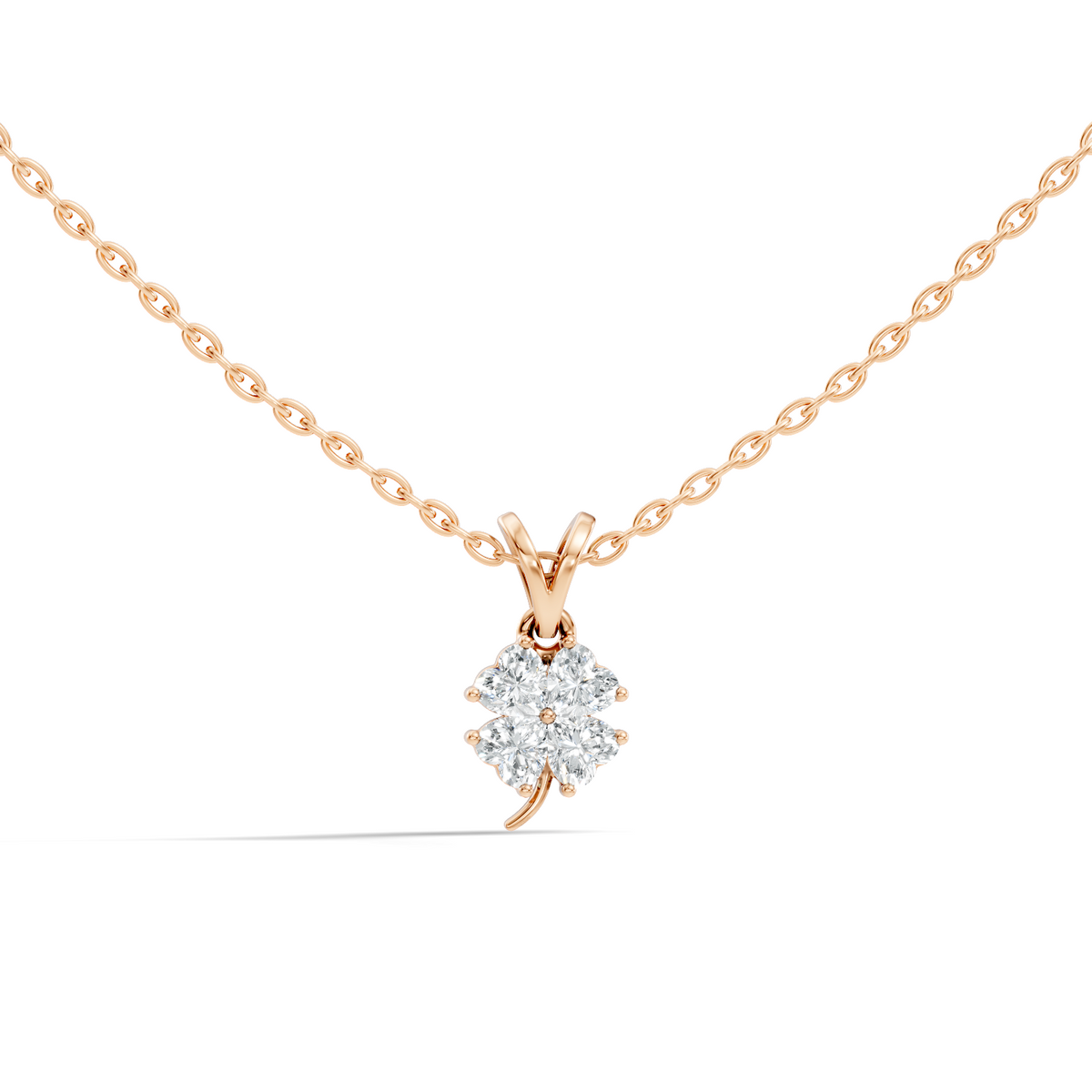 Gold Floral Cluster Prong Setting Heart Lab Grown Diamond Avena Pendant