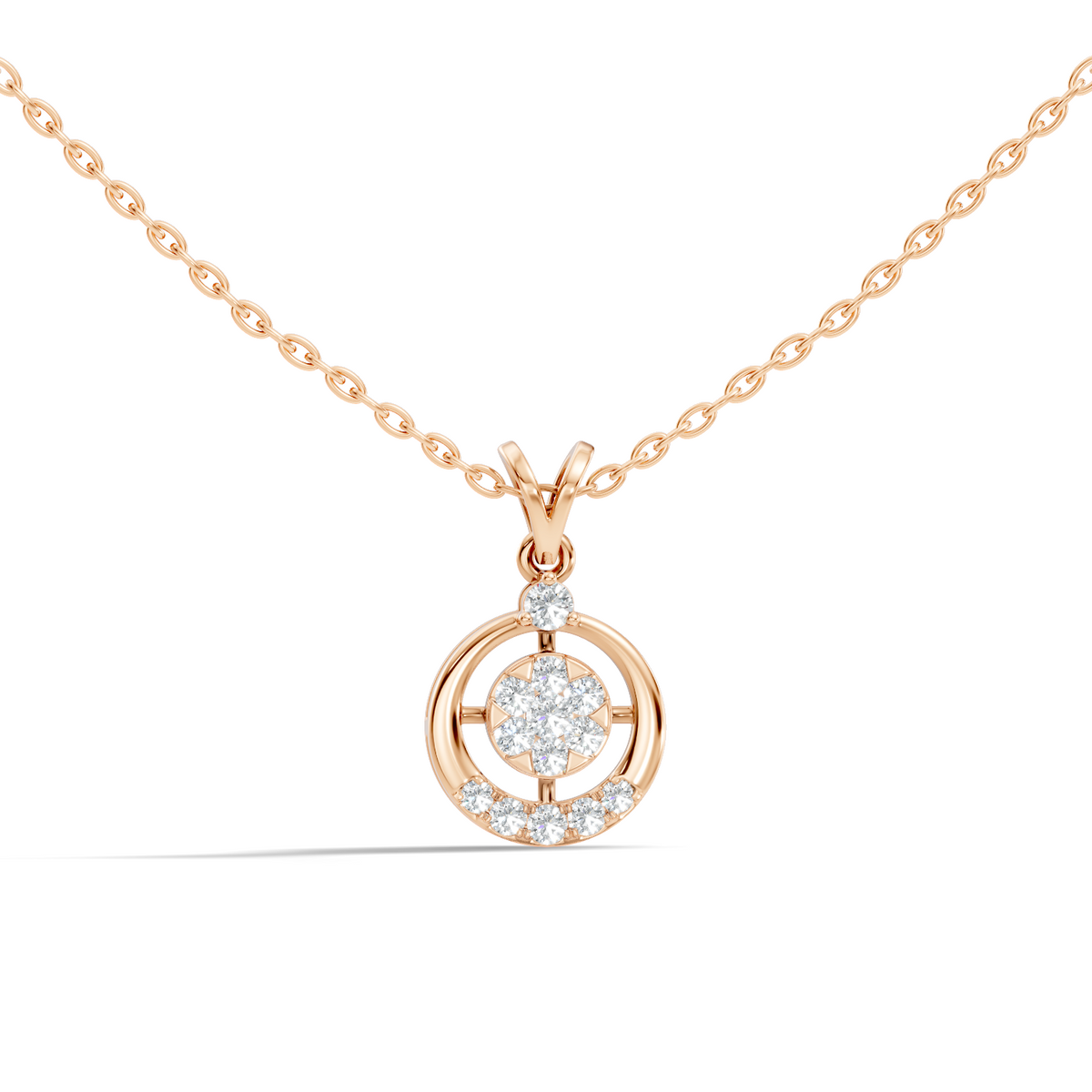 Gold Circle Motif Round Lab Grown Diamond Irya Pendant