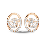 Gold Spiral Halo Floral Design Round Lab Grown Diamond Sylor Earring