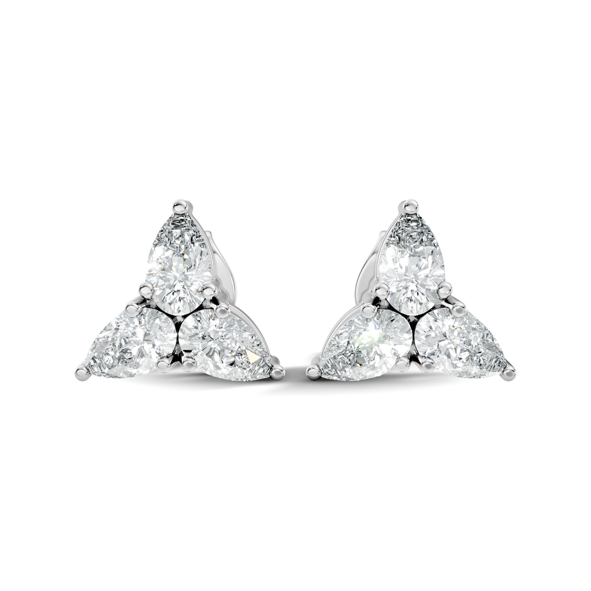Gold 1Ct Trillion Cluster Design Pear Lab Grown Diamond Jazra Earring