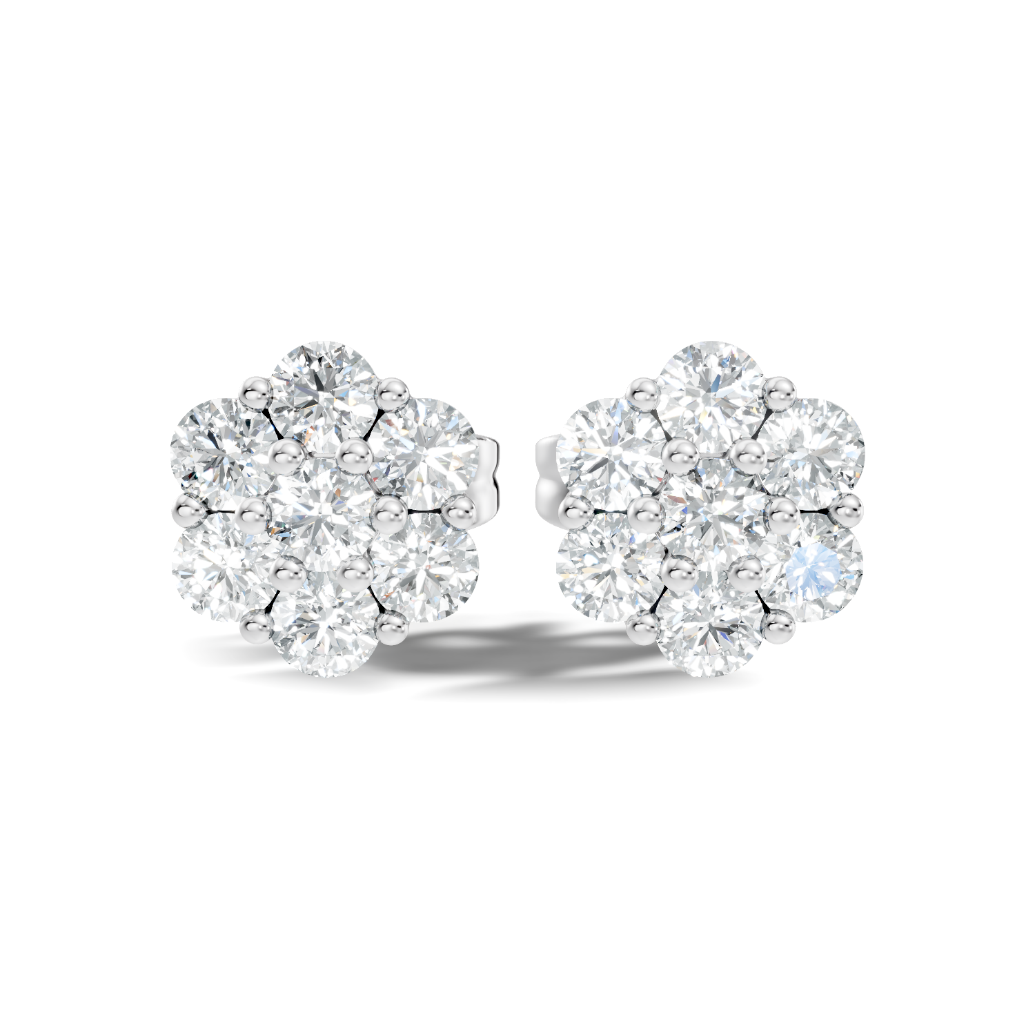 Gold Floral Cluster Design Round Lab Grown Diamond Gavyn Earring