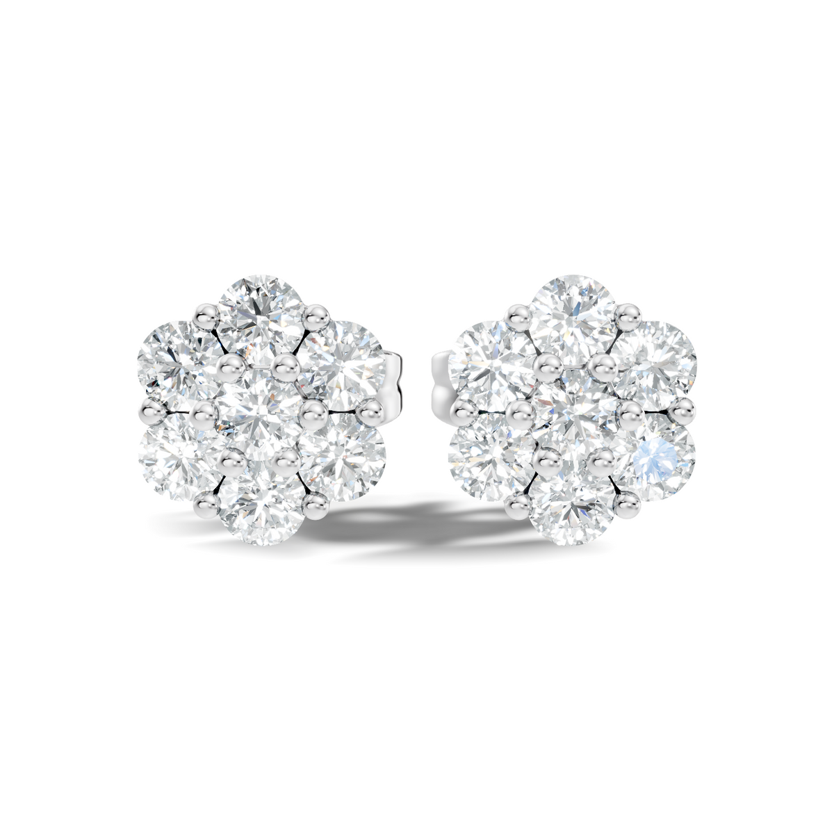 Gold Floral Cluster Design Round Lab Grown Diamond Gavyn Earring