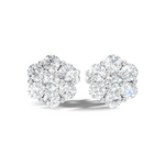 Gold Floral Cluster Design Round Lab Grown Diamond Gavyn Earring